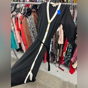 Madison + Hudson Elegant Black and White Button Down Dress w/Gold Accents